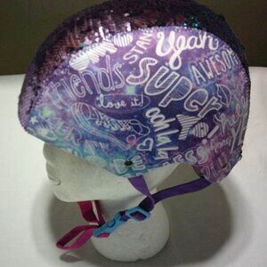 EUC LITTLE MISS MATCHED GIRLS PURPLE SEQUINED BICYCLE HELMET SIZE M 55-58 CM. 👸